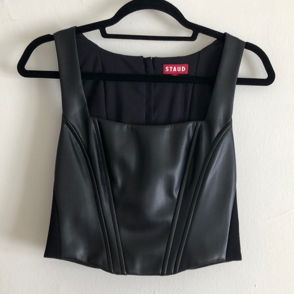 Staud faux leather top
